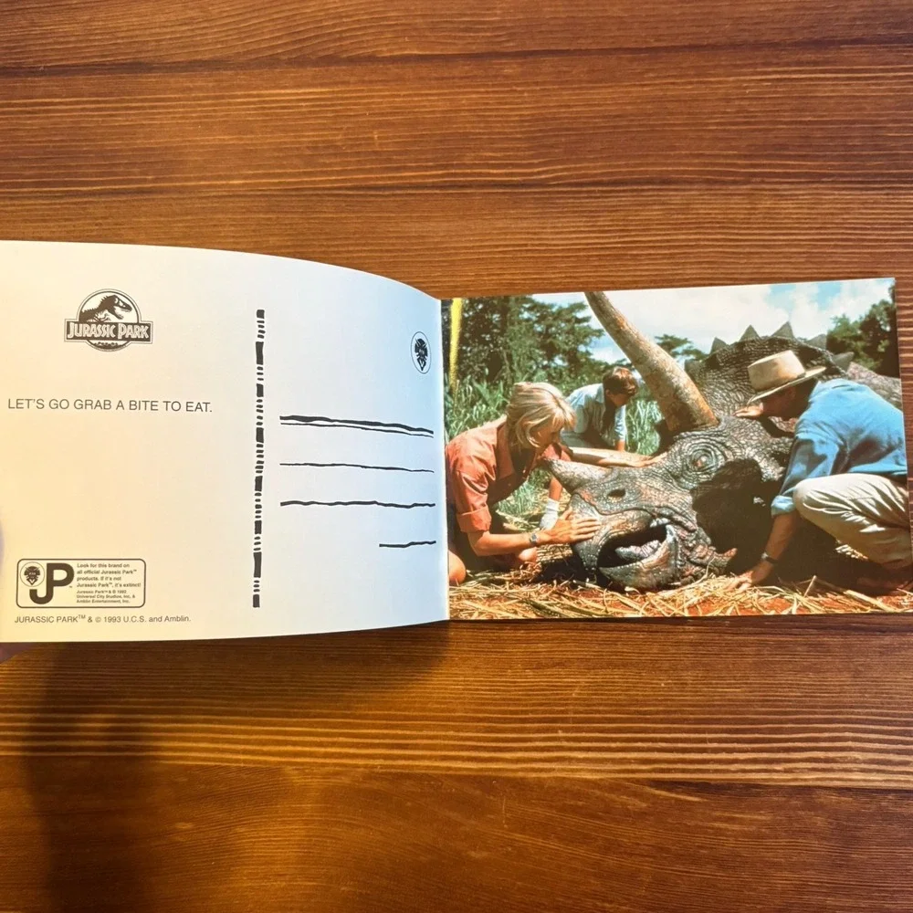 Jurassic Park Postcard Book 12 Action Scenes Golden Set 1993